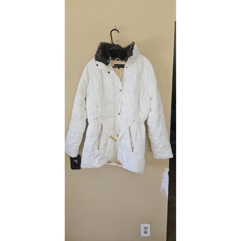 Baby Phat Y2K White Puffer Coat Jacket Fur Leopard Lining XXL